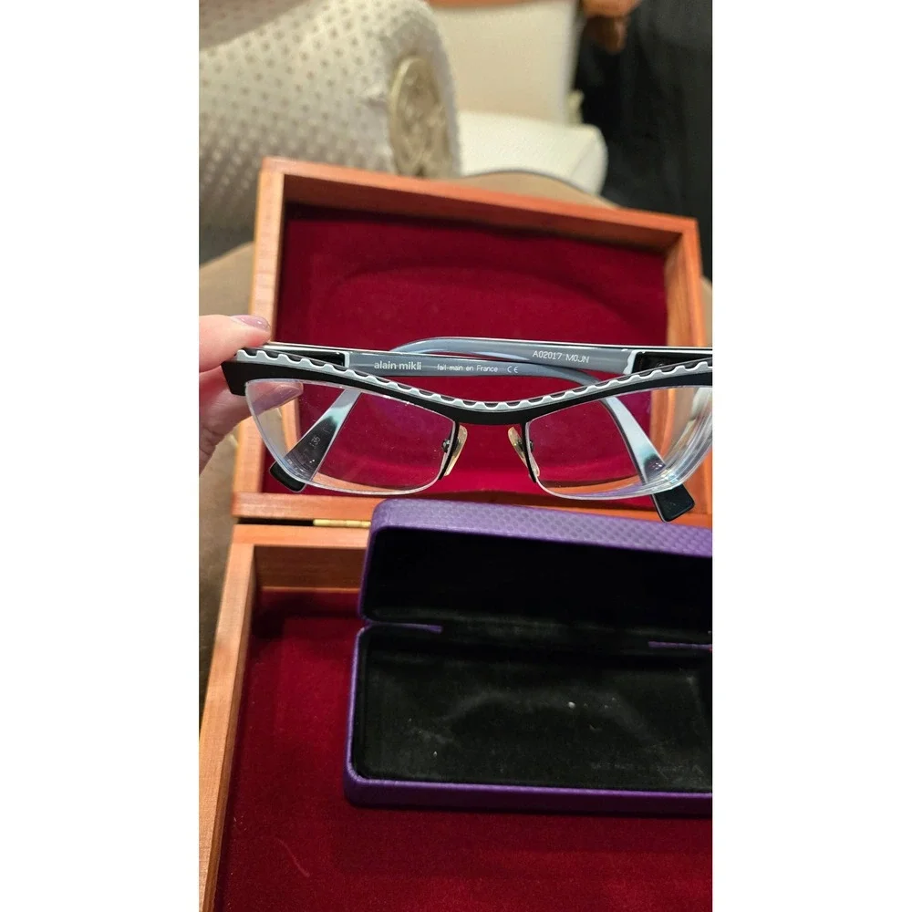Alain Mikli A02017 MOJN Eyeglass Frames 52-17-135 Black White France w/Case